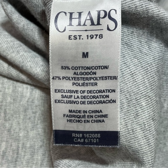 Chaps 1/4 Zip Mock Neck Sweatshirt Mens Size Medium Gray Embroidered - Picture 6 of 9